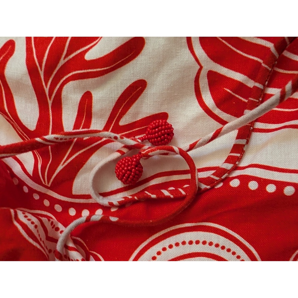 Farm Rio Ainika Shell White Maxi Dress Red Nautical Print XS linen viscose - Picture 10 of 15